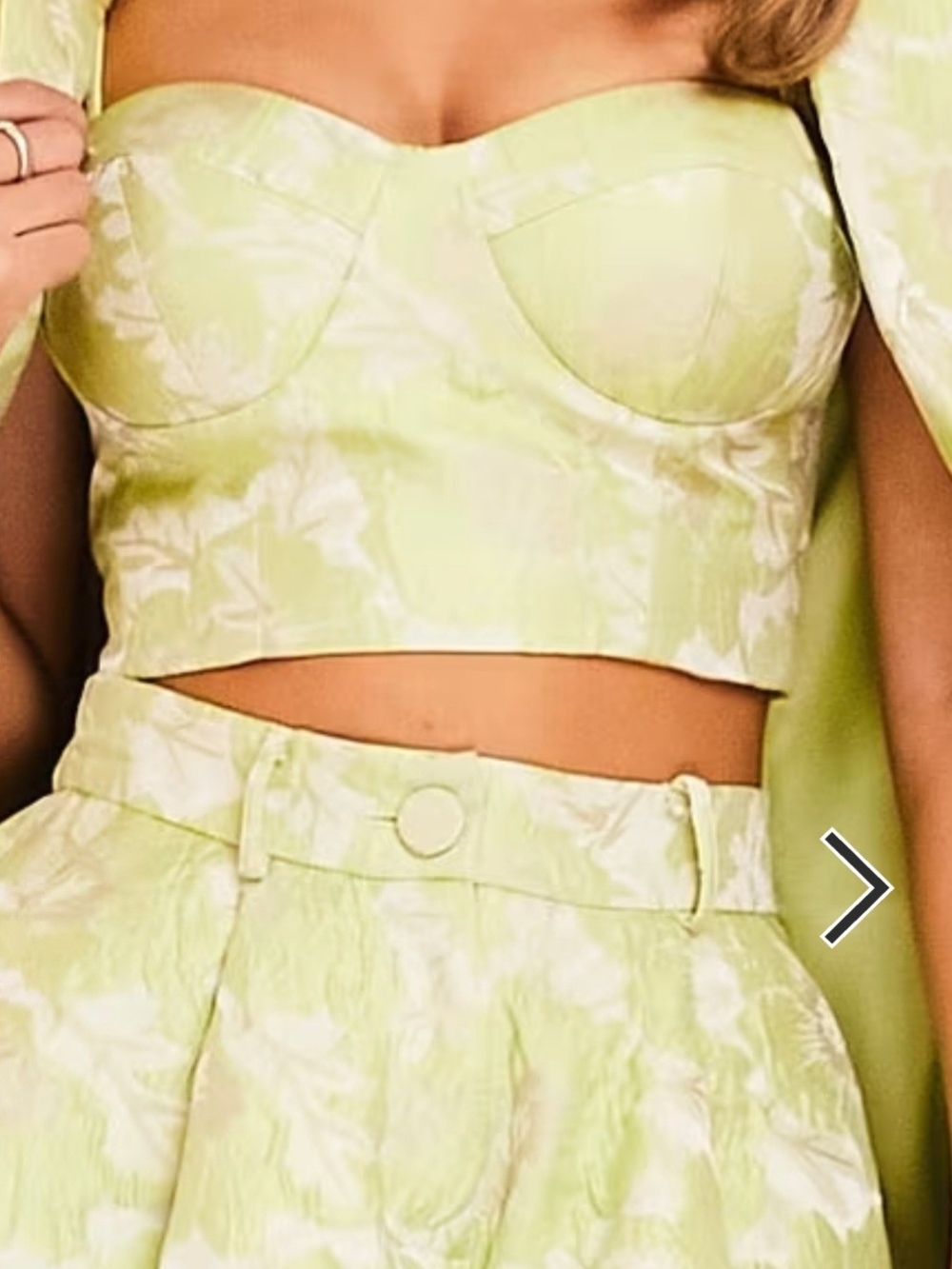 White Bustier Top with Lime Green Trim